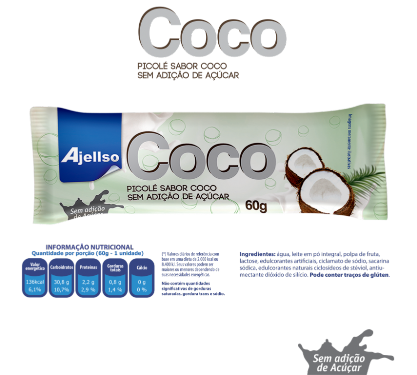 Picolé de Coco Sem Açucar